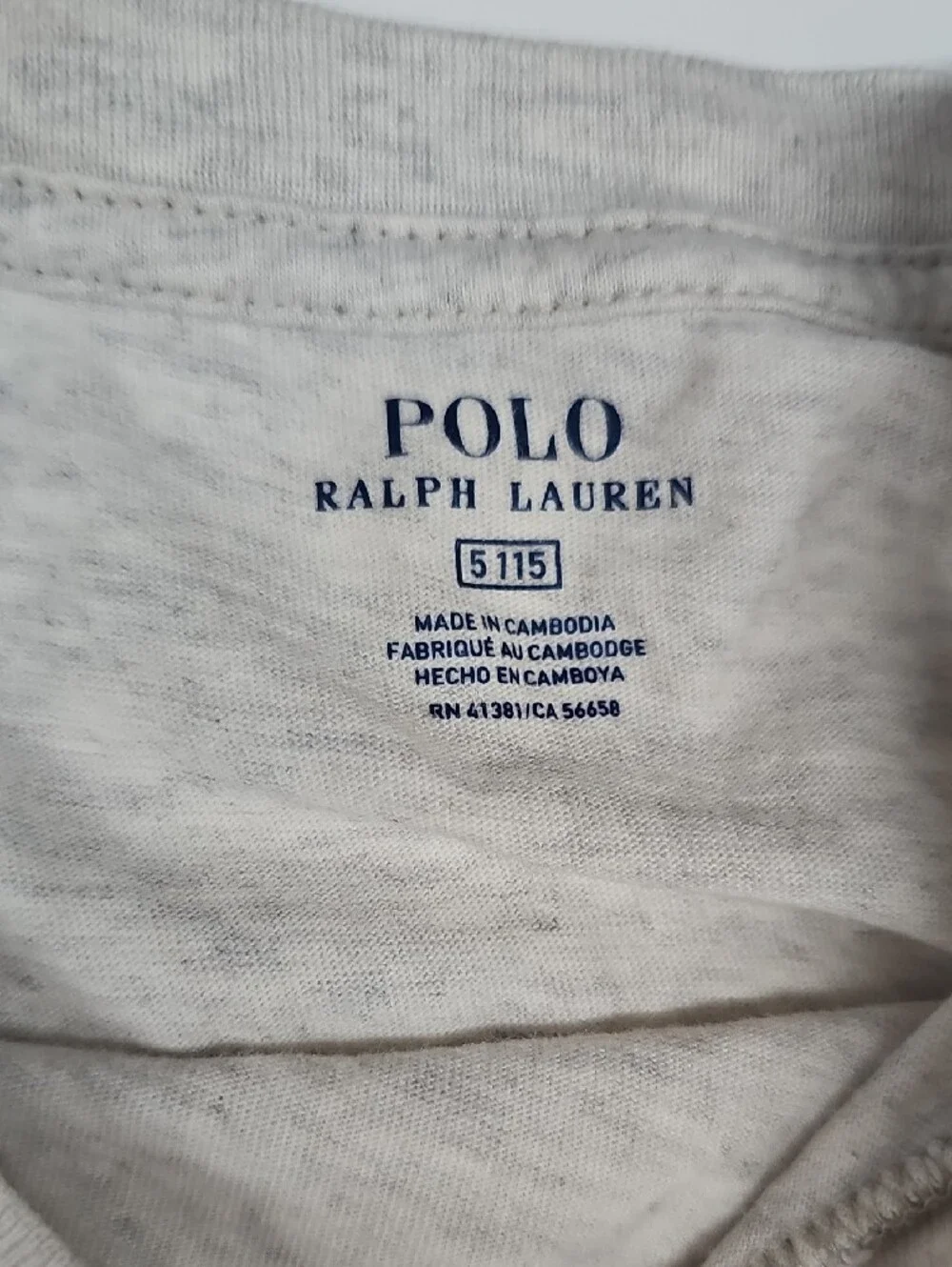 Ralph Lauren Light Gray Polo Bear Graphic Tee with Navy & Green Details Size 5T